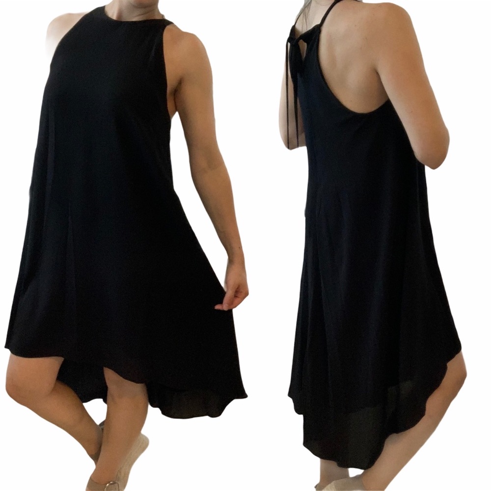 Black High Low Halter Dress